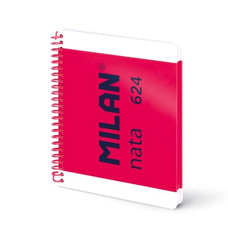 MILAN® Notizbuch A5, Spiralbindung, Hardcover, kariert, 80 Blatt, 95 g/m², Kollektion nata® 624 since 1918, rosa von MILAN