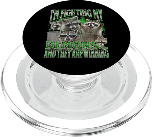 Fighting My Demons Lustiges Waschbär-Meme-Bootleg-Grafik aus den 90er Jahren PopSockets PopGrip für MagSafe von MildlyPerturbed