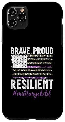 Hülle für iPhone 11 Pro Max Brave Proud Widerstandsfähiges Militärkind Lila USA Flagge Armee von Military Child Month Purple Apparel