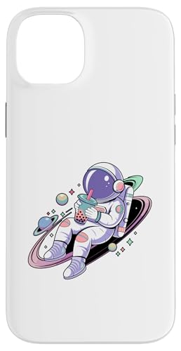 Hülle für iPhone 14 Plus Astronaut trinkt Boba Perlenmilchtee Bubble Tea Boba von Milk Tea Boba Pearl Lover Gifts