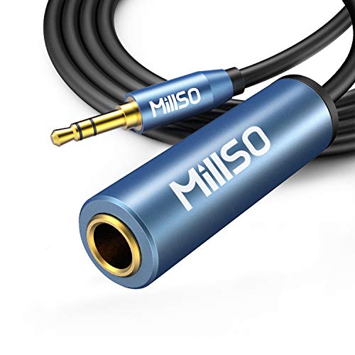 MillSO 3,5 auf 6,35 Kopfhörer Adapter 6.35mm Große Buchse auf 3.5mm Kleine TRS Klinken Stecker Audio Kabeladapter mit Vergoldet & Perfekte Kontaktsicherheit für Kopfhörer Stereo Instrumente - 2m von MillSO