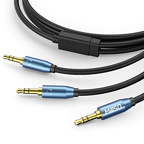 MillSO Audio Verteiler Klinke Y Adapter 3.5mm Stecker auf 2X 3,5mm Stecker mit Vergoldeter Kontakte Audio Aux Splitter für Handy, PC, Lautsprecher und Kopfhörer -2.4m von MillSO