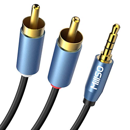 MillSO Cinch Kabel 3,5mm Klinke auf 2x RCA Chinch Stecker Y Splitter Cinch auf Klinke Stereo Audio Aux Kabel (24K Vergoldet) - 1M von MillSO