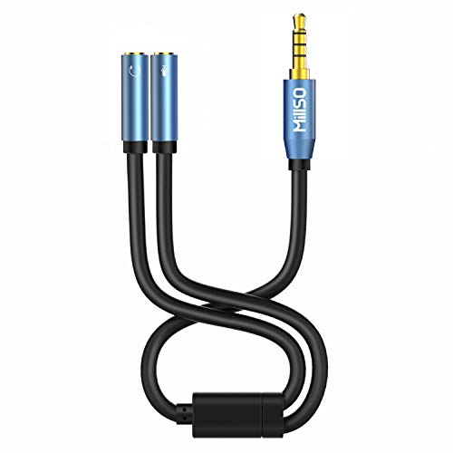 MillSO Combo Audio Adapter - 3.5mm Y Splitter für PC Gaming Kophörer (2x3 Pole Buchse auf 1x4 Pole Stecker) Klinke Headset Adapter für Xbox One, PS4, Smartphones und Laptop von MillSO