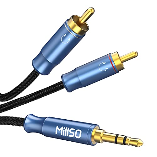MillSO Klinke auf Cinch Kabel 1.2m Klinke Cinch 3,5mm Klinkenstecker auf 2 x Cinch Stecker RCA auf Klinke Stereo Kabel für Smartphones, Lautsprecher, Heimkino, TV, von MillSO