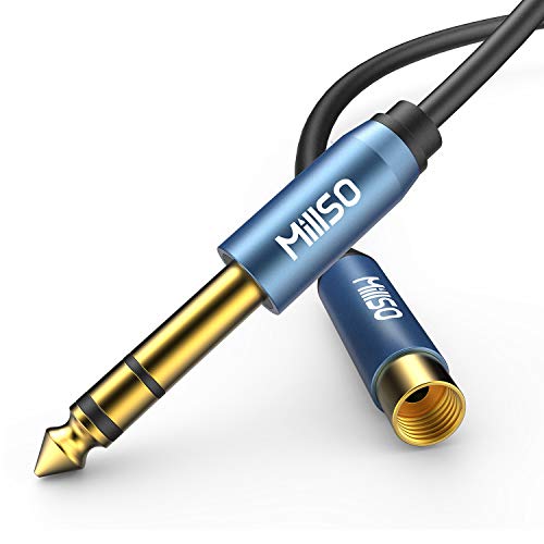 MillSO Stereo Audio Klinken Adapter Kabel 3.5mm Klinken Buchse mit Schraubgewinde zu 6.35mm Klinken Stecker für Schraubverbindung der Stereoanlage, Mixer, Gitarrenverstärker mit Kopfhörern, 0,3m von MillSO
