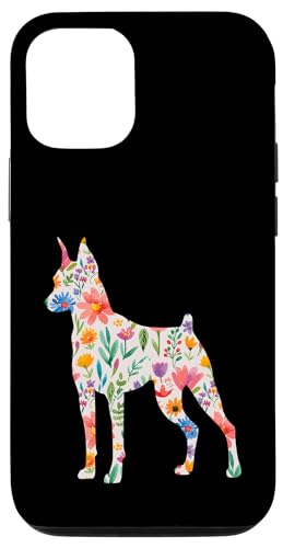 Miniatur Pinscher Aquarell Blumen Design Hülle für iPhone 12/12 Pro von Miller Sye