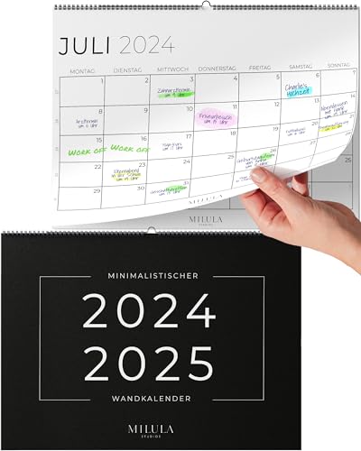 Wandkalender 2024 2025 - Kalender 2025 Wandkalender 2025 - Familienplaner Juli 24 - Dez 25 - Großer Monatskalender 2025 - Familienkalender 2024 2025 mit Jahreskalender Planung - Paarkalender von Milula Studios