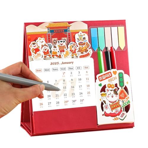 Desk Calendar 2025 with Pen Holder, Bloomy Flowers Stand Up Calendar, Pen Holder Detachable Calendar for Workplace, Floral Desk Calendar 2025 with Detachable Pen Holder for Workplace von Mimoqk