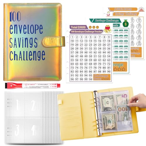 Money Saving Book Wallet | 100 Envelope Challenge Binder with Cash Envelopes | Budget Binder for Kids and Adults | Comprehensive Savings Challenge Book for Financial Planning And Money Management von Mimoqk