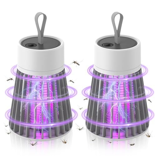 Mineup Insektenvernichter Elektrisch, 2 Pack Mückenlampe, 2 In 1 Mückenvernichter Lampe, USB Wiederaufladbarer Fliegenfalle Elektrisch, 360° UV Mückenfalle Elektrisch Für Küche Innen Außen Camping von Mineup