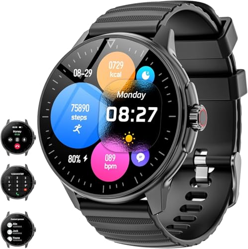 Mingtawn Smartwatch Herren Damen Anrufe annehmen/tätigen, 1,39 Zoll Touchscreen Fitness Tracker mit 110 + Sport-Modi, Voice Assistant Fitness Watch, IP67 wasserdicht Smartwatch für Android iOS von Mingtawn