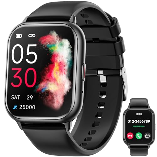 Smartwatch für Herren und Damen, 1,85 Zoll Smartwatch, Anrufe und Antwort, IP68 wasserdicht, Fitnessuhr, Smartwatch mit Herzfrequenzmesser/Schlafüberwachung, Fitness-Tracker für Android iOS von Mingtawn