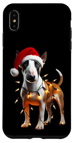 Hülle für iPhone XS Max Miniatur Bullterrier Weihnachtsmannmütze Weihnachtsbeleuchtung Hundebesitzer von Miniature Bull Terrier Christmas Products