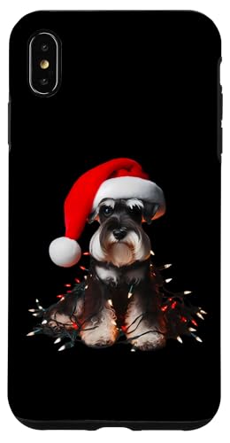 Hülle für iPhone XS Max Zwergschnauzer mit Weihnachtsmütze und Weihnachtsbeleuchtung Hund von Miniature Schnauzer Christmas Products