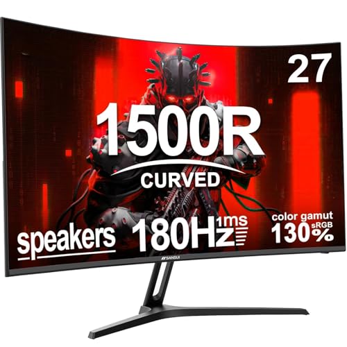 Minifire Gaming Curved Monitor 27 Zoll MFG27C1 180Hz 1Ms 130% sRGB Monitor mit Sprecher 1920 * 1080 VA Panel （MFG27C1 mit HDMI-Kabel） von Minifire