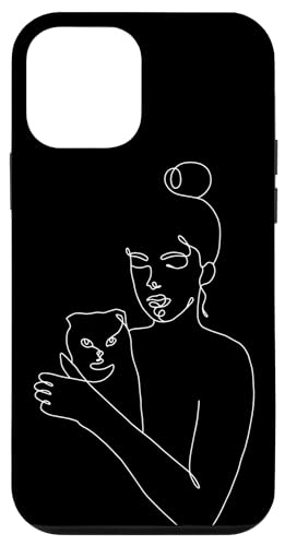 Hülle für iPhone 12 mini Eine einzelne Linie Frau mit einer Katze abstrakte minimalistische Kunst von Minimalism Art lovers