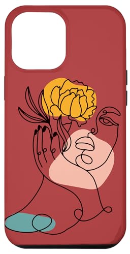 Hülle für iPhone 13 Pro Max Ein einzeiliges Frauengesicht mit Blumen, abstrakt, minimalistisch von Minimalism Art lovers