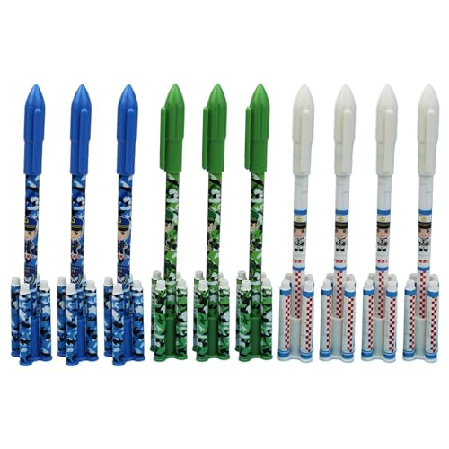 MinnowXY 10 x Gelschreiber mit Cartoon-Waffen, 0,5 mm, neutraler Stift, schnelltrocknend, schwarze Tinte, Signaturstift, Büro, Schulbedarf zum Schreiben, Kunststoff von MinnowXY