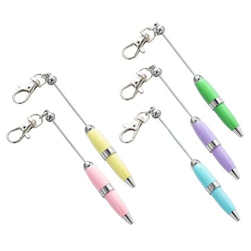 MinnowXY 5 x Perlen-Kugelschreiber mit Schlüsselanhänger, 1,0 mm, charakteristischer Stift, Perlen-Tintenroller für Schule, Büro von MinnowXY