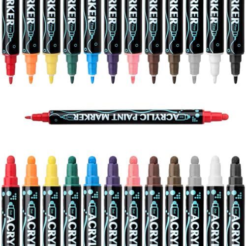 MinnowXY Doppelseitiger Marker zum Zeichnen, Scrapbooking, 12/24/26/30 Farben, schnell trocknend, wasserabweisend von MinnowXY