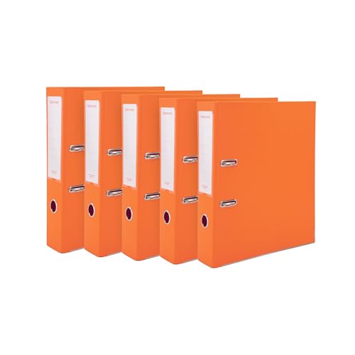 Mintra Premium Aktenordner aus Polypropylen, 75 mm, Orange, 5 Stück von Mintra