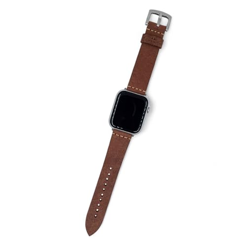 MINVAL ETHICA 100% echtes Leder Armband für Apple Watch – handgefertigt, modern, verstärkt, Edelstahlverschluss, Kompatibel mit Apple Watch Ultra, Series 1-9 (Taba Braun, 38mm | 40mm | 41mm) von Minval Leather