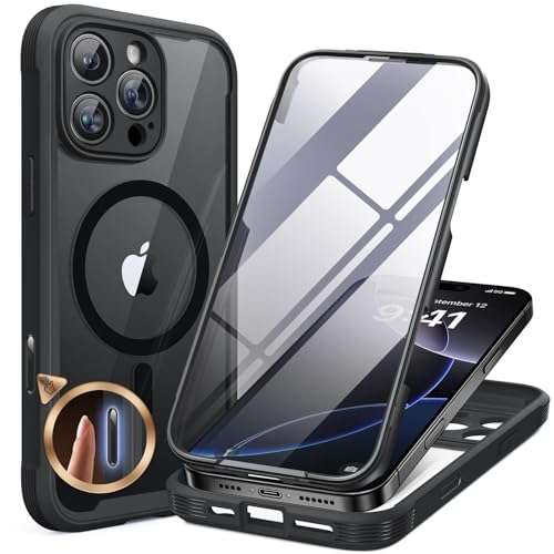 Miracase 360 Grad für iPhone 16 Pro Max Hülle 6,9 Zoll mit Magsafe, Eingebaut Glas Schutzfolie Komplettschutz HandyHülle Magnetisch Stoßfest Case für iPhone 16 Pro Max Schutzhüllen, Schwarz Miracase 360 Grad für iPhone 16 Pro Max Hülle 6,9 Zoll mit Magsafe, Eingebaut Glas Schutzfolie Komplettschutz HandyHülle Magnetisch Stoßfest Case für iPhone 16 Pro Max Schutzhüllen, Schwarz von Miracase