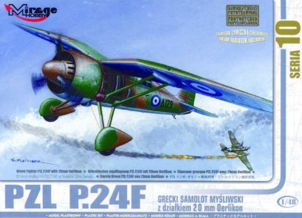 PZL P.24 F der griechischen Luftwaffe mit Resin- und Fotoätzteilen von Mirage Hobby