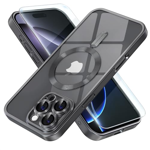 Misea Magnetische Schutzhülle für iPhone 16 Pro, mit MagSafe [vergilbt nicht] [Fallschutz in Militärqualität], Vollkamera-Objektivschutz, Beschichtung, weiche, transparente Handyhülle für Damen und von Misea