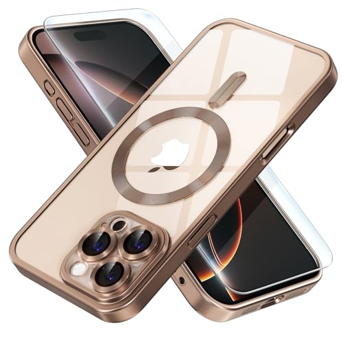 Misea Magnetische Schutzhülle für iPhone 16 Pro, mit MagSafe [vergilbt nicht] [Fallschutz in Militärqualität], Vollkamera-Objektivschutz, Beschichtung, weiche, transparente Handyhülle für Damen und von Misea