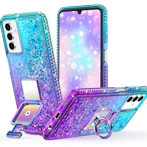 Miss Arts für Samsung Galaxy A13 4G/ A13 5G/ A04S Hülle, [Silverback] Mirror Rotatable Ring Ständer Glitzern HandyHülle Frauen Mädchen SchutzHülle für Samsung Galaxy A13 4G/ A13 5G/ A04S - LILA von Miss Arts