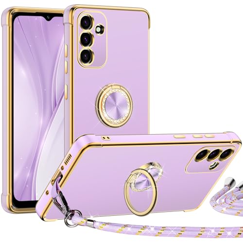 Miss Arts für Samsung Galaxy A14 5G Hülle mit Band, Ring Ständer Handyhülle Frauen Mädchen Dünn Stoßfeste Schutzhülle für Samsung Galaxy A14 5G Case Lila von Miss Arts