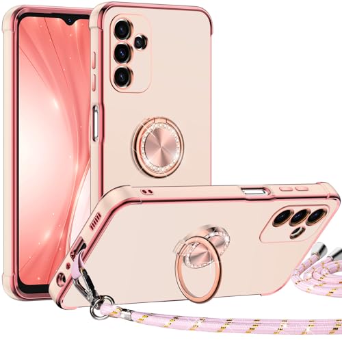 Miss Arts für Samsung Galaxy A15 5G Hülle mit Band, Ring Ständer Handyhülle Frauen Mädchen Dünn Stoßfeste Schutzhülle für Samsung Galaxy A15 5G Case Rosa von Miss Arts