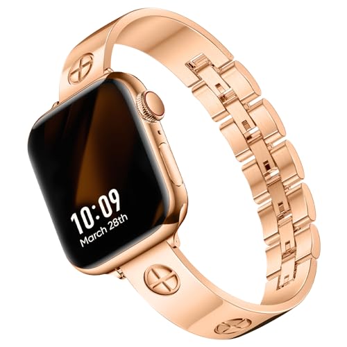 Missair Kompatibel mit Apple Watch Armband 38mm 40mm 41mm 42mm, Edelstahl Metall Damen Band für iWatch 10 SE 9 8 7 6 5 4 3 2 1 von Missair