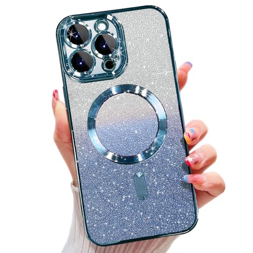 Misscase Magnetische Glitzer-Schutzhülle für iPhone 16 Pro Max, kompatibel mit MagSafe, Kameralinsenschutz, vollständiger Schutz, elegant, kratzfest, staubdicht, Netz-Schutzhülle für iPhone 16 Pro von Misscase