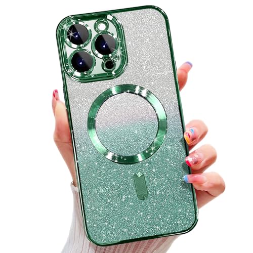 Misscase Magnetische Glitzer-Schutzhülle für iPhone 16 Pro Max, kompatibel mit MagSafe, Kameralinsenschutz, vollständiger Schutz, elegant, kratzfest, staubdicht, Netz-Schutzhülle für iPhone 16 Pro von Misscase