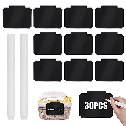 Abnehmbare Clip Etikettenhalter, 30 Stück Pvc Korb Etiketten, Etikettenhalter Clip Mit 2 Whiteboard-Stift, Bin Clip Etiketten Für Körbe Wiederverwendbare, Labels Clip Für Lagerkästen, Abfallbehälter von Mitening