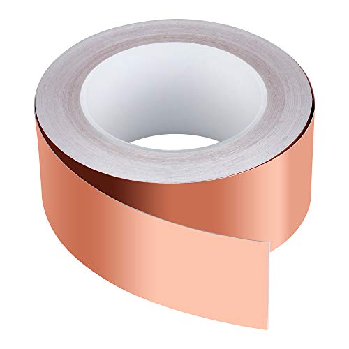 Mitening Kupferband Selbstklebend, Kupferband Gegen Schnecken 30m x 50mm Kupferfolie EMI Copper Foil Tape Abschirmband Dünn Klebeband Schneckenband Kupfer Schneckenschutz Schneckenzaun von Mitening