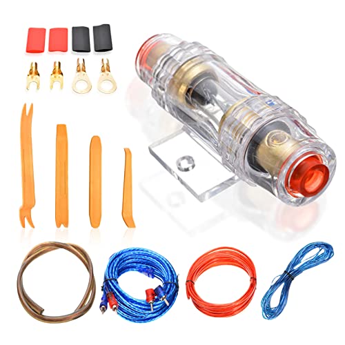 Subwoofer Kabel Set, Car HiFi Kabel Set, Verstärker Kabelsatz, Verstärker Endstufe Kabel, Auto Verstärker Anschluss Set, Verstärker Kabelsatz Anschluss Set, Rot, 1500w von Mitening