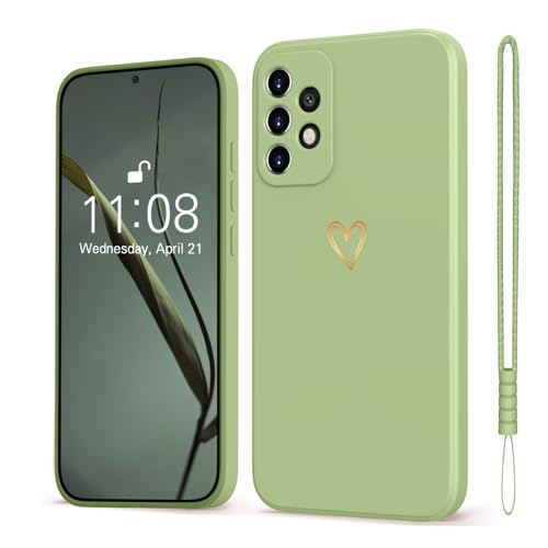 Mitetabo Hülle für Samsung Galaxy A53 5G Handyhülle Samsung Galaxy A53 Silikon mit Gold Liebesherz Dünn Case Slim Kratzfeste Rundumschutz Schutzhülle für Samsung Galaxy A53 5G MatchaGrün von Mitetabo