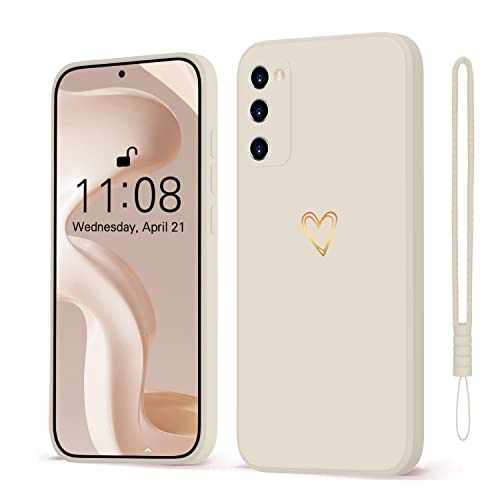 Mitetabo Handyhülle für Samsung Galaxy S20 FE Hülle 4G/5G Gold Liebesherz Mädchen Case Weich Silikon Slim Stoßfest Kratzfeste Süßes Gold Love Schutzhülle für S20 FE Weiß von Mitetabo