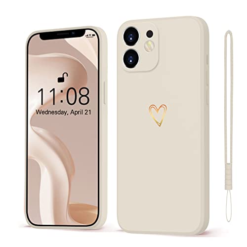 Mitetabo Hülle für iPhone 11 Handyhülle,Gold Liebesherz Case iPhone 11 Weich Silikon Slim Stoßfest Kratzfeste Süßes Gold Love Schutzhülle für iPhone 11 6.1" Beige von Mitetabo