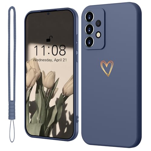 Mitetabo für Samsung Galaxy A53 5G Hülle Silikon mit Gold Liebesherz, Handyhülle Samsung Galaxy A53 5G Dünn Case Slim Kratzfeste Rundumschutz Schutzhülle für Samsung Galaxy A53 5G Grau von Mitetabo