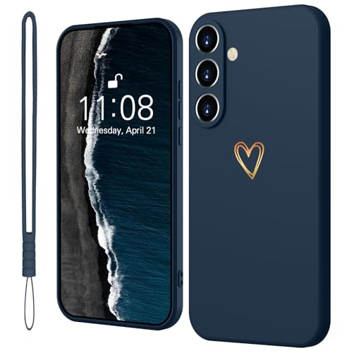 Mitetabo für Samsung Galaxy A34 5G Hülle Silikon mit Gold Liebesherz, Handyhülle Samsung Galaxy A34 5G Dünn Case Slim Kratzfeste Rundumschutz Schutzhülle für Samsung Galaxy A34 5G Blau von Mitetabo