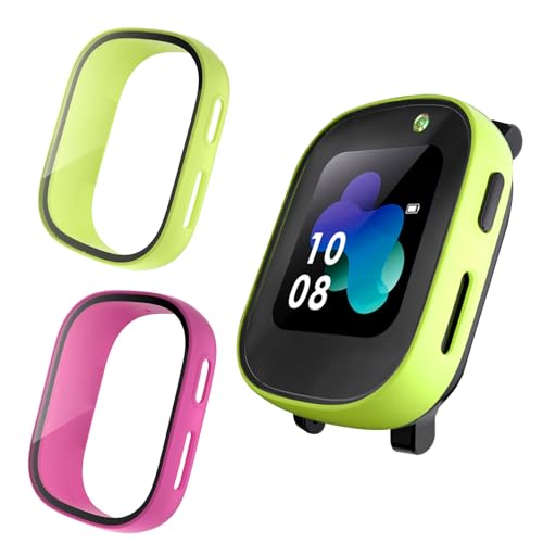XploraX6Play Schutzhülle Kinder Smartwatch All-in-One Case Membrane All-in-One Schutzhülle，PC Glas Displayschutz Ultradünne Schutz Case（Rosa und Grün） von Miunpri