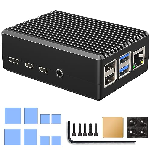 Miuzei Raspberry Pi 4 Gehäuse mit 4B Case Aluminium Passiv Kühlung Speziell entwickelt für Raspberry Pi 4 Modell B 8GB/4GB/2GB/1GB Cooling Heat Dissaption Metal Case von Miuzei