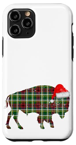 Hülle für iPhone 11 Pro Plaid Bison Buffalo Weihnachtsmannmütze - Weihnachtspyjama von Mixed and Matching Christmas Pajamas