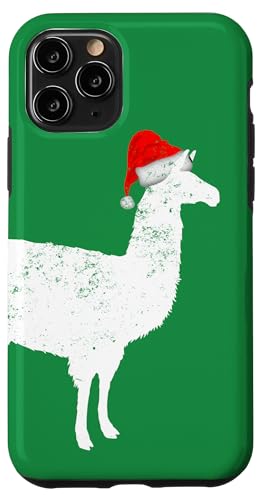 Hülle für iPhone 11 Pro Weihnachtspyjama, Motiv: Lama, Weihnachtsmannmütze von Mixed and Matching Christmas Pajamas