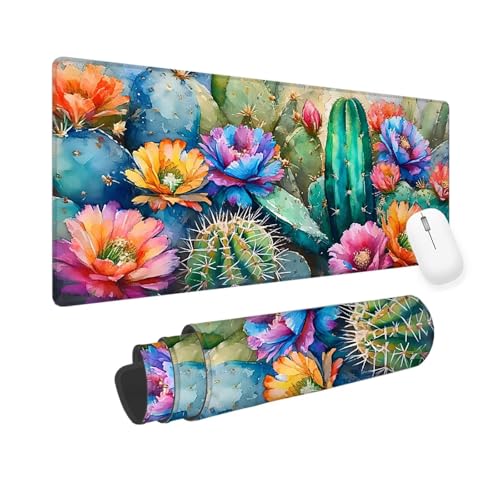 Mausepad Farbe, Mausepad XXL 600x300x3mm Gaming Mauspad Blume, Mouse Pad mit Vernähte Kanten, Rutschfester Mousepad mit Einer speziellen Oberfläche verbessert Geschwindigkeit und Präzision yv-156 von Mixmblon